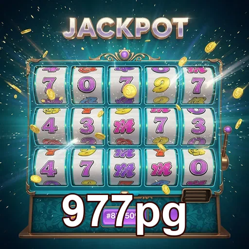 Imagem do jogo de slots Jackpot no 977pg, mostrando roletas e símbolos vibrantes.